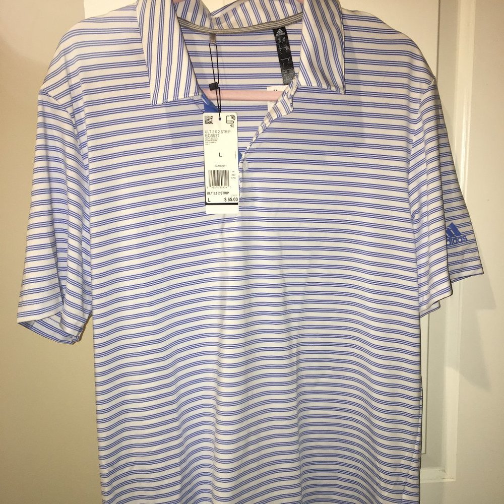 Adidas Men's UPF50 Blue Active Polo Shirt M L